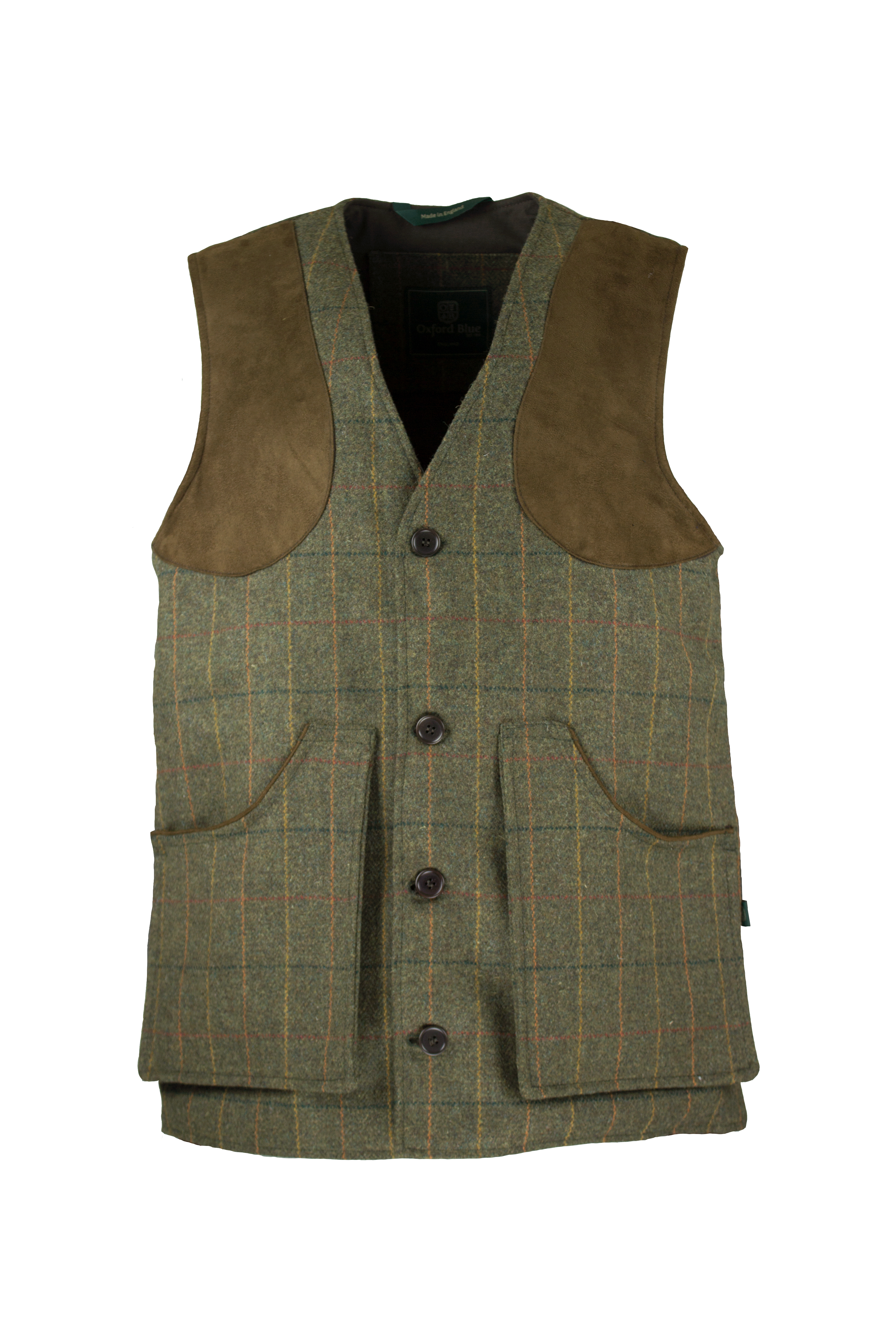MT10 - Men's Braemer Shootong Gilet - GREEN CHECK - Oxford Blue