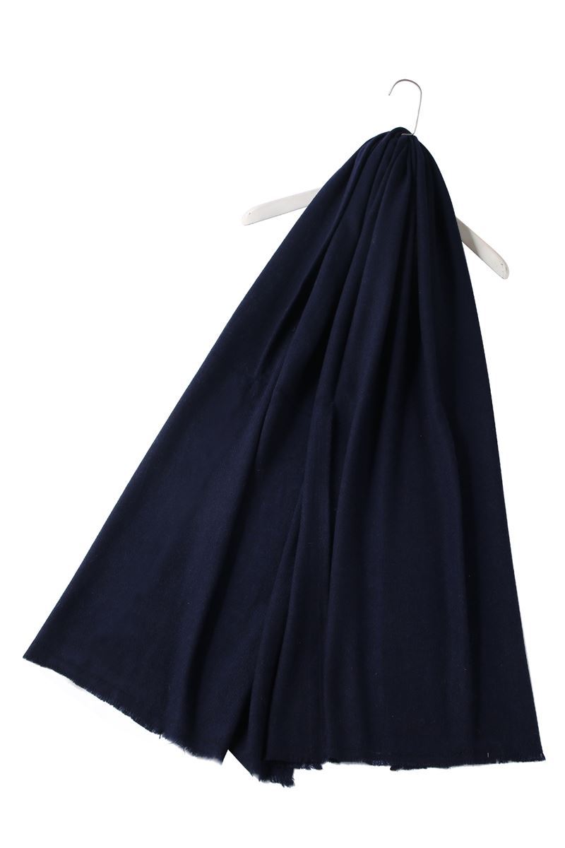 Plain Pure Cashmere Scarf - Navy Blue - Oxford Blue