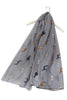 Greyhound Dog Print Scarf - Stone Grey - Oxford Blue