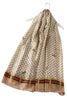 Scattered Bee Print Scarf- Beige - Oxford Blue