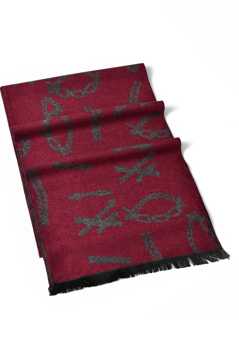 Reversible Chain Print Scarf - Wine - Oxford Blue