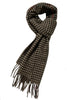Houndstooth with stripe Wool Scarf - Brown - Oxford Blue