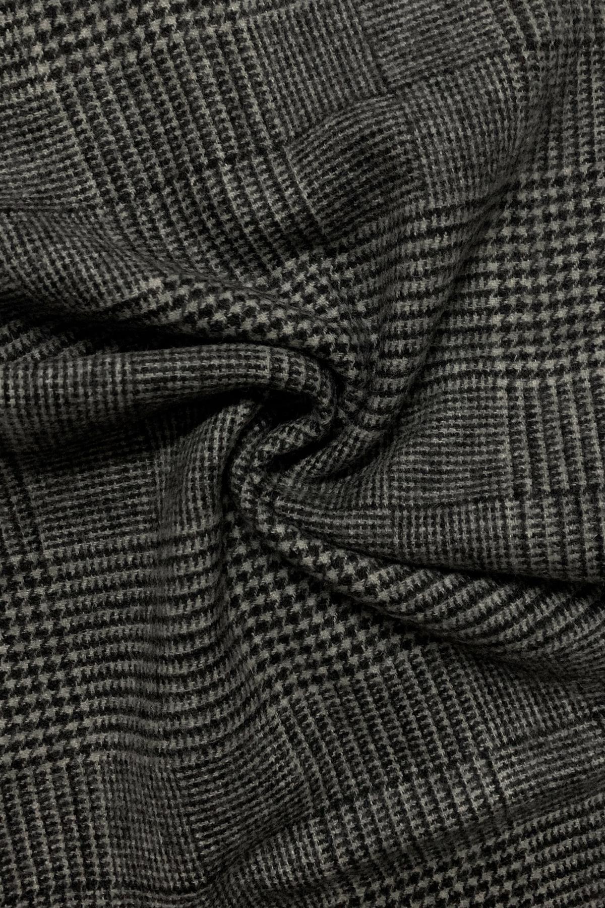 Houndstooth Wool Scarf - Black/White - Oxford Blue