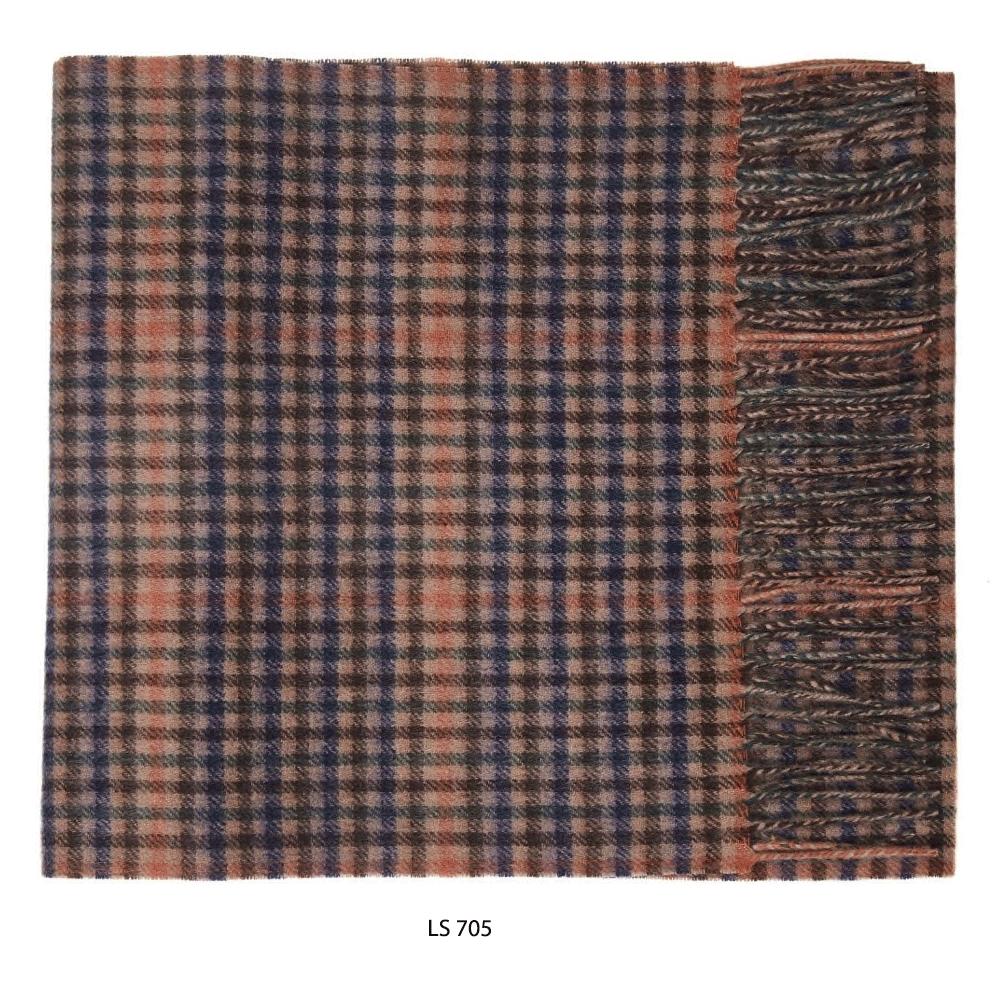 Camel/Brown Check Lambswool Check Scarf