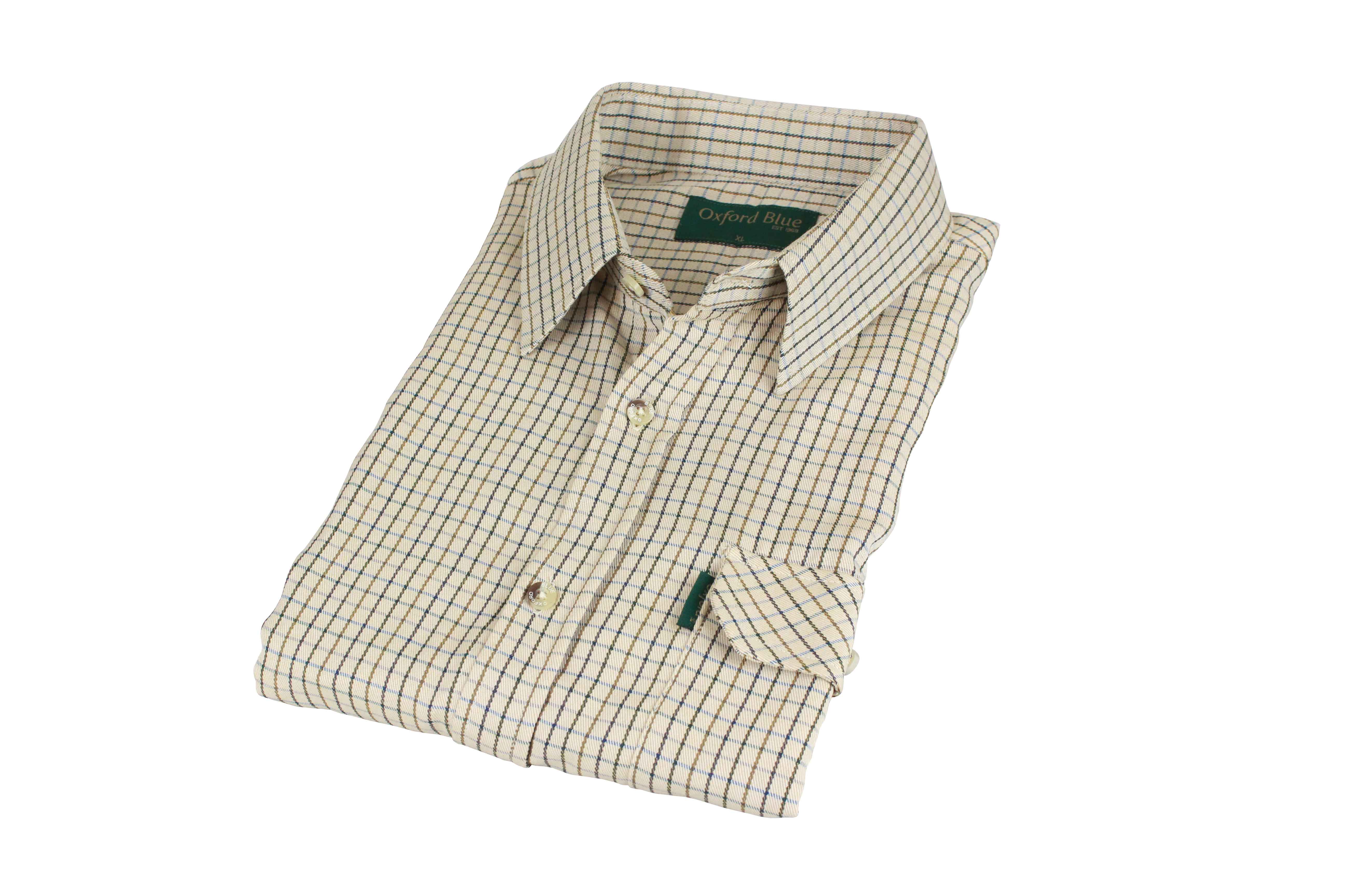 SH27 - Men's York Country Check Shirt - BEIGE - Oxford Blue
