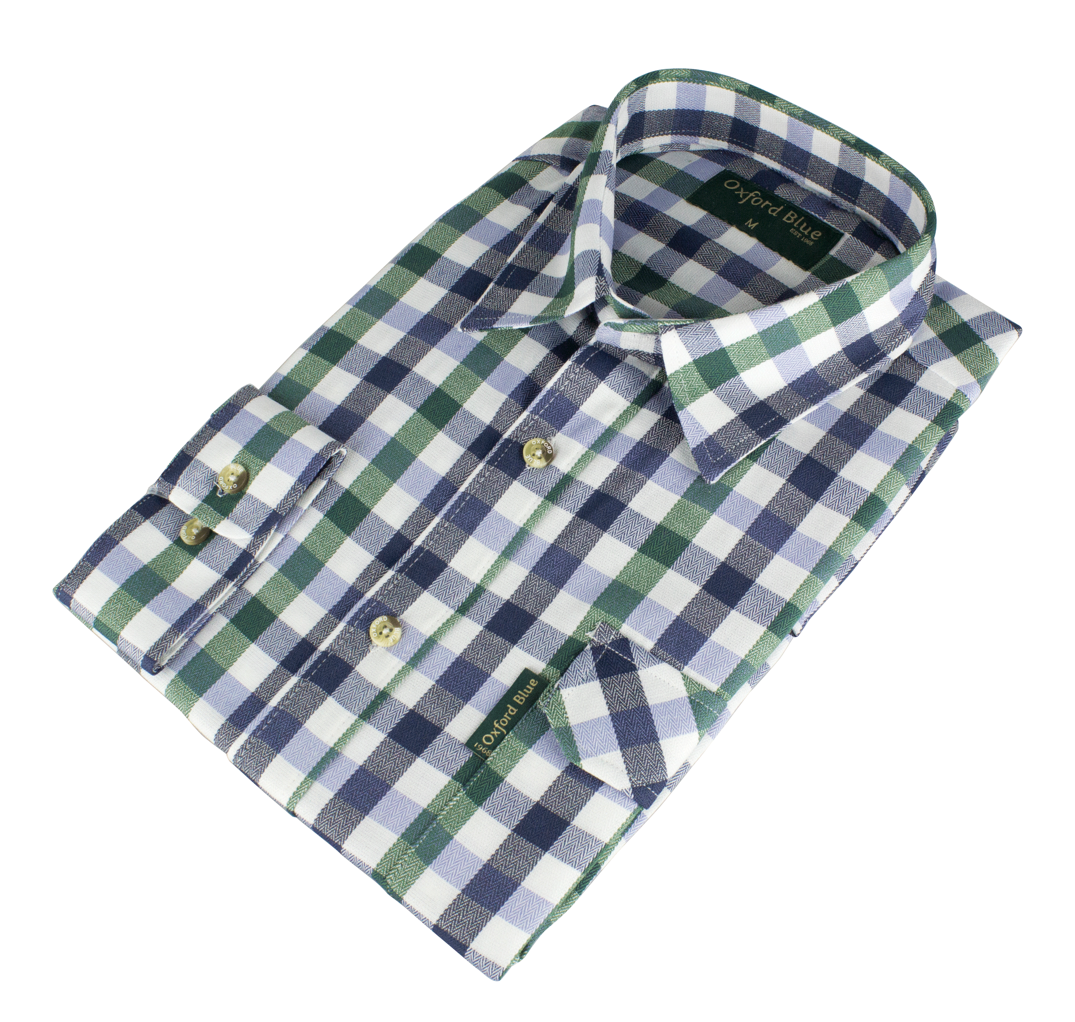 SH40 - Men's County Check Shirt - GREEN - Oxford Blue
