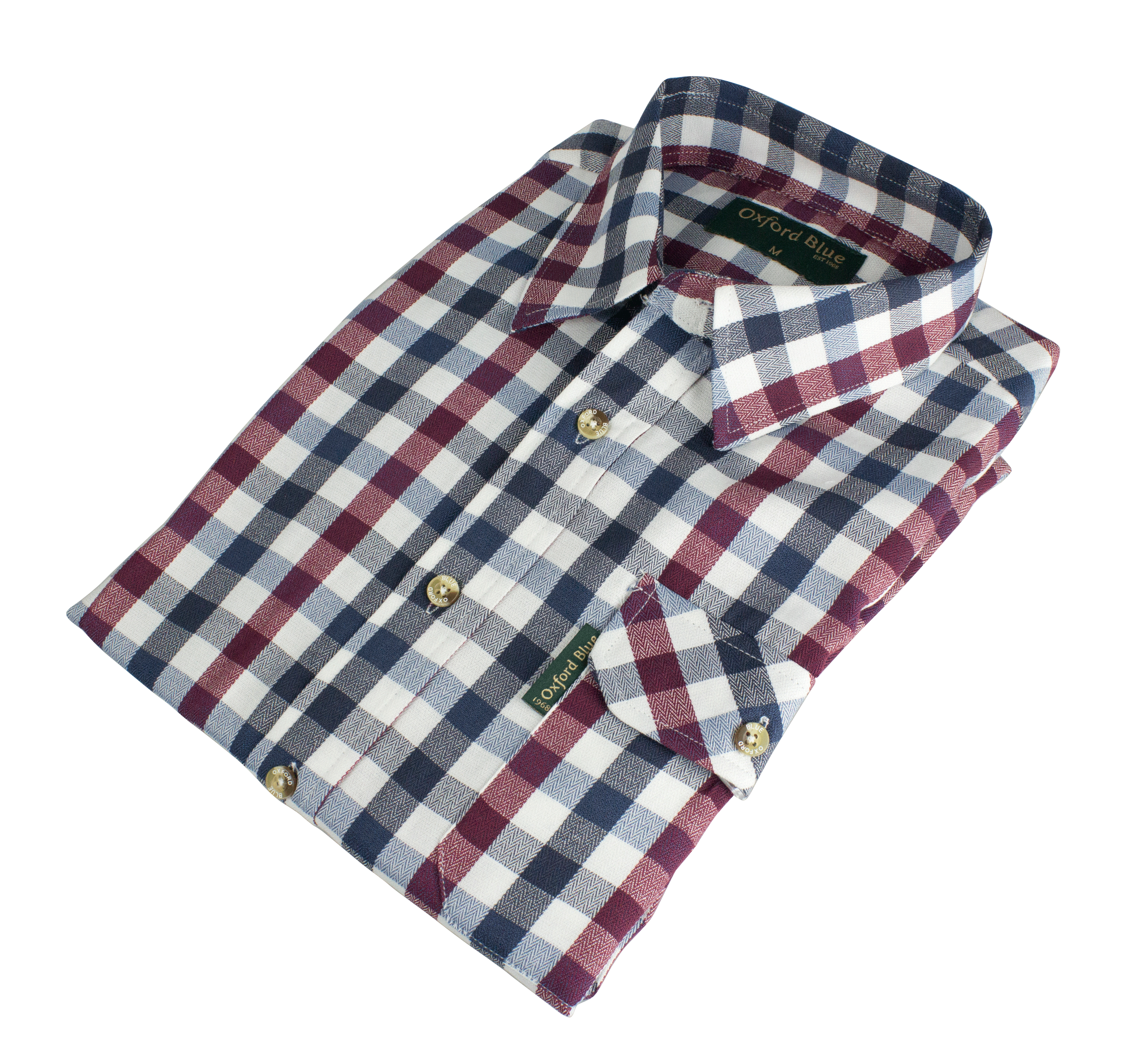 SH40 - Men's County Check Shirt - WINE - Oxford Blue
