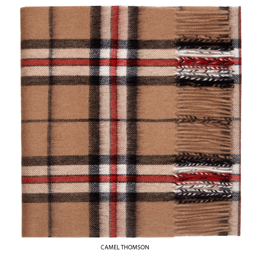 Camel Thomson Lambswool Check Scarf