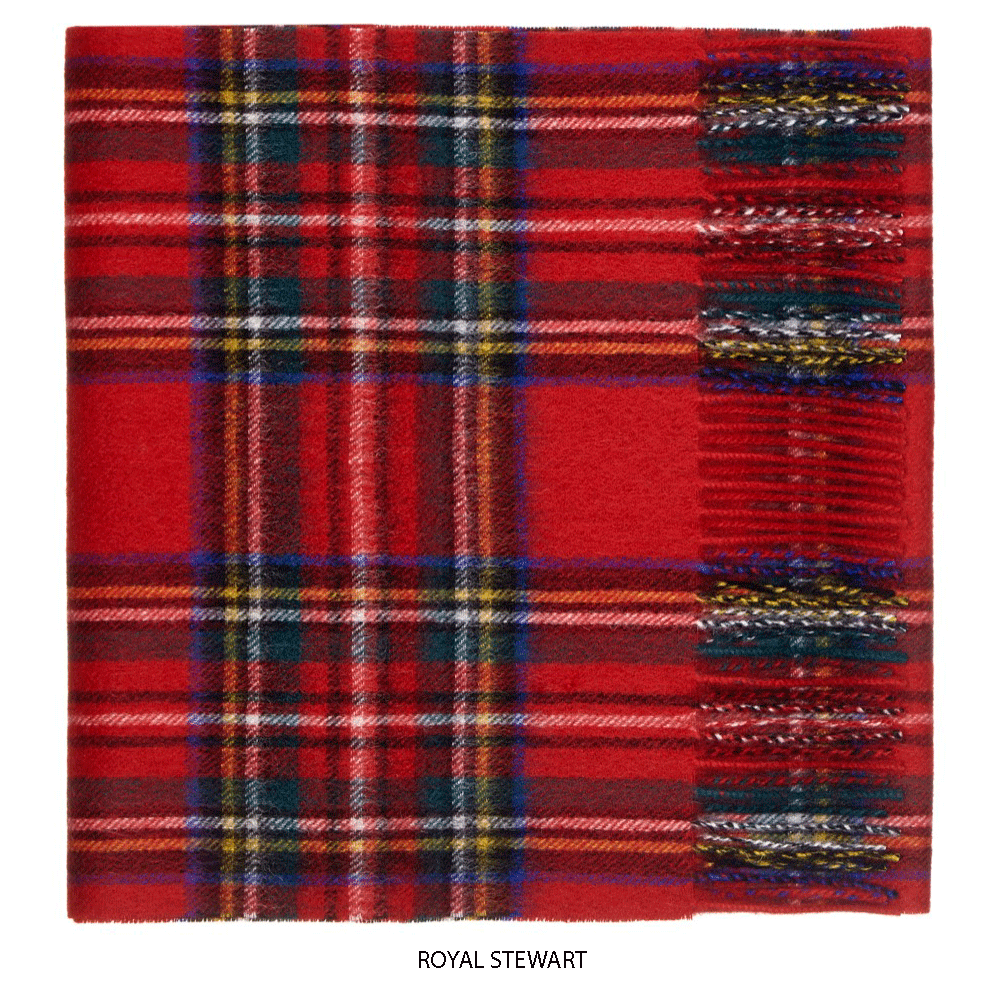 Royal Stewart Lambswool Check Scarf - Oxford Blue