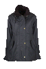 W02 - Women's Olivia Waxed Jacket - BLACK - Oxford Blue