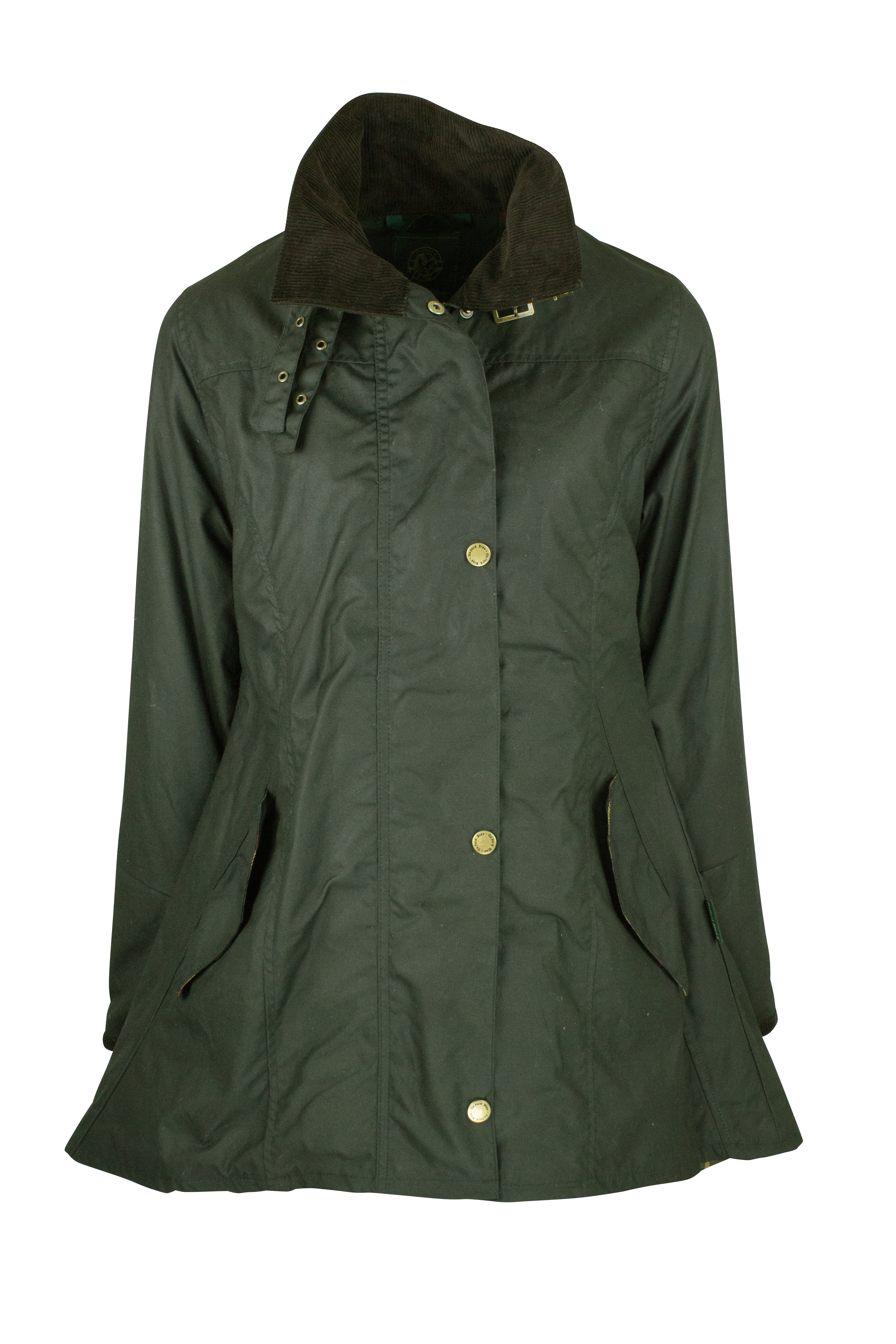 W02 - Women's Olivia Waxed Jacket - DARK OLIVE - Oxford Blue