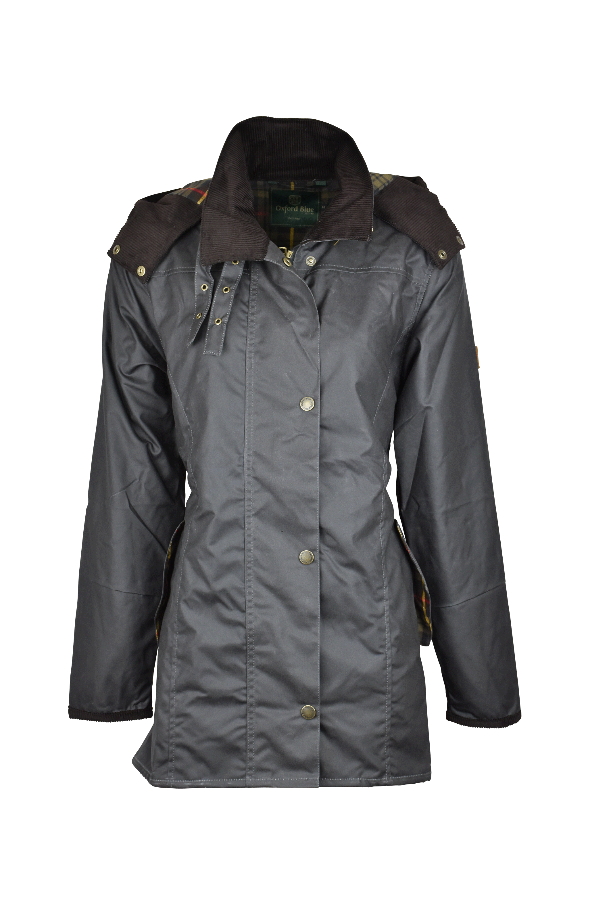 W02 - Women's Olivia Waxed Jacket - GREY - Oxford Blue