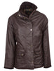 W03 - Women's Eltham Wax Jacket - BROWN - Oxford Blue