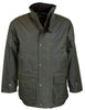 W05 - Men's Kingsbridge Padded Wax Antique Coat - GREEN - Oxford Blue