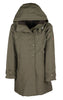 W08 - Ladies Brighton Washwax Parka - DARK OLIVE - Oxford Blue