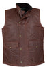 W174 - Men's Antique Wax Chelsea Gilet - CHESTNUT - Oxford Blue