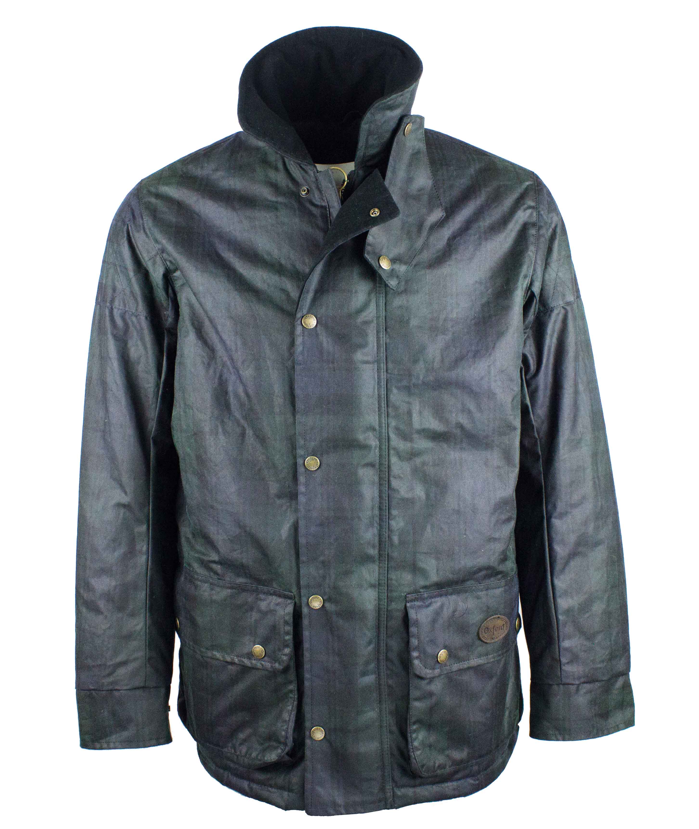 W209 - Men's Chelsea Padded Tartan Wax Coat - BLACKWATCH - Oxford Blue