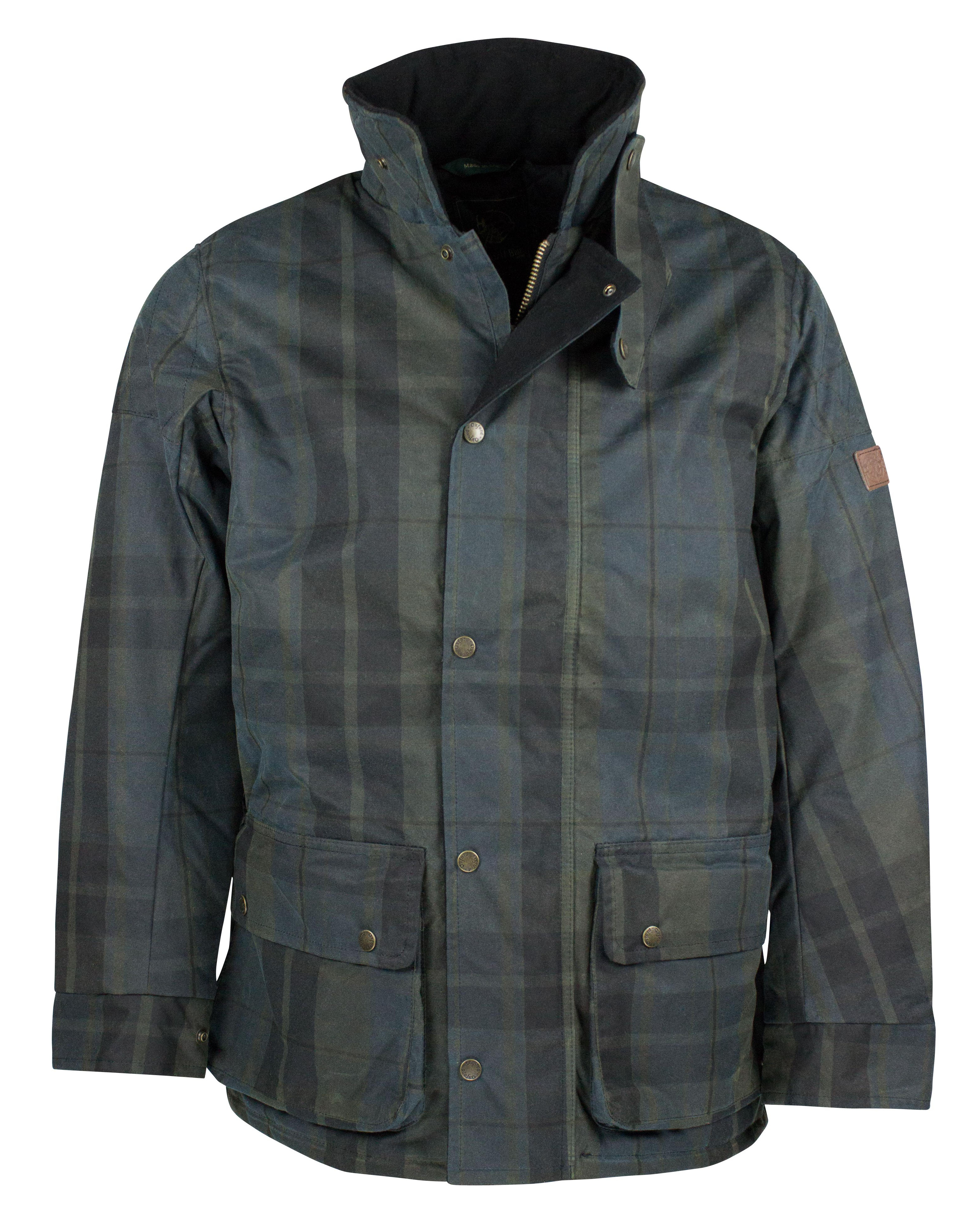 W209 - Men's Chelsea Padded Tartan Wax Coat - DUNDEE - Oxford Blue