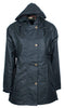W218 - Womens Hooded Katrina Wax Jacket - NAVY - Oxford Blue