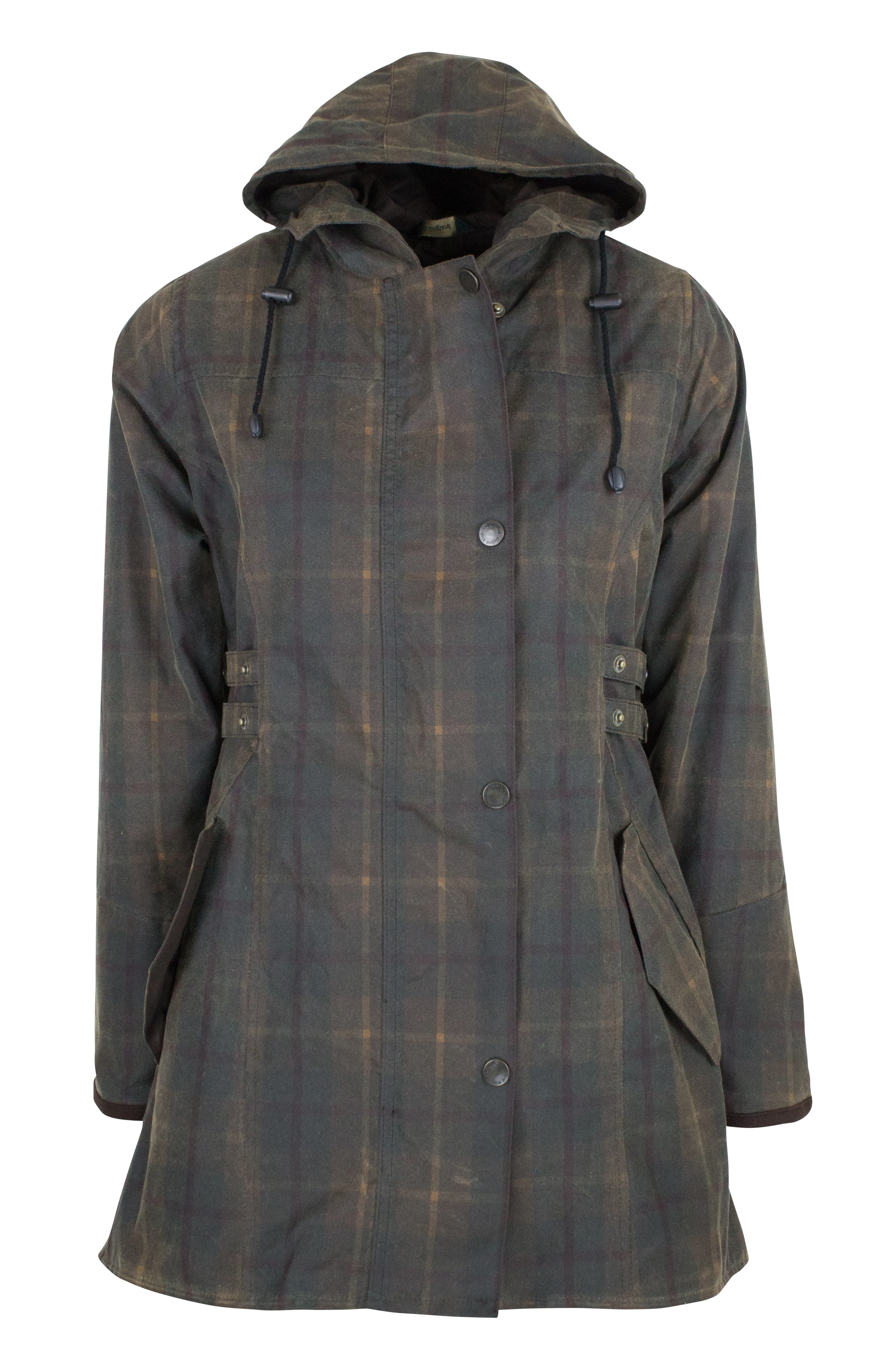 W315 - Women's Wax Tartan Hooded Katrina - HONEY - Oxford Blue