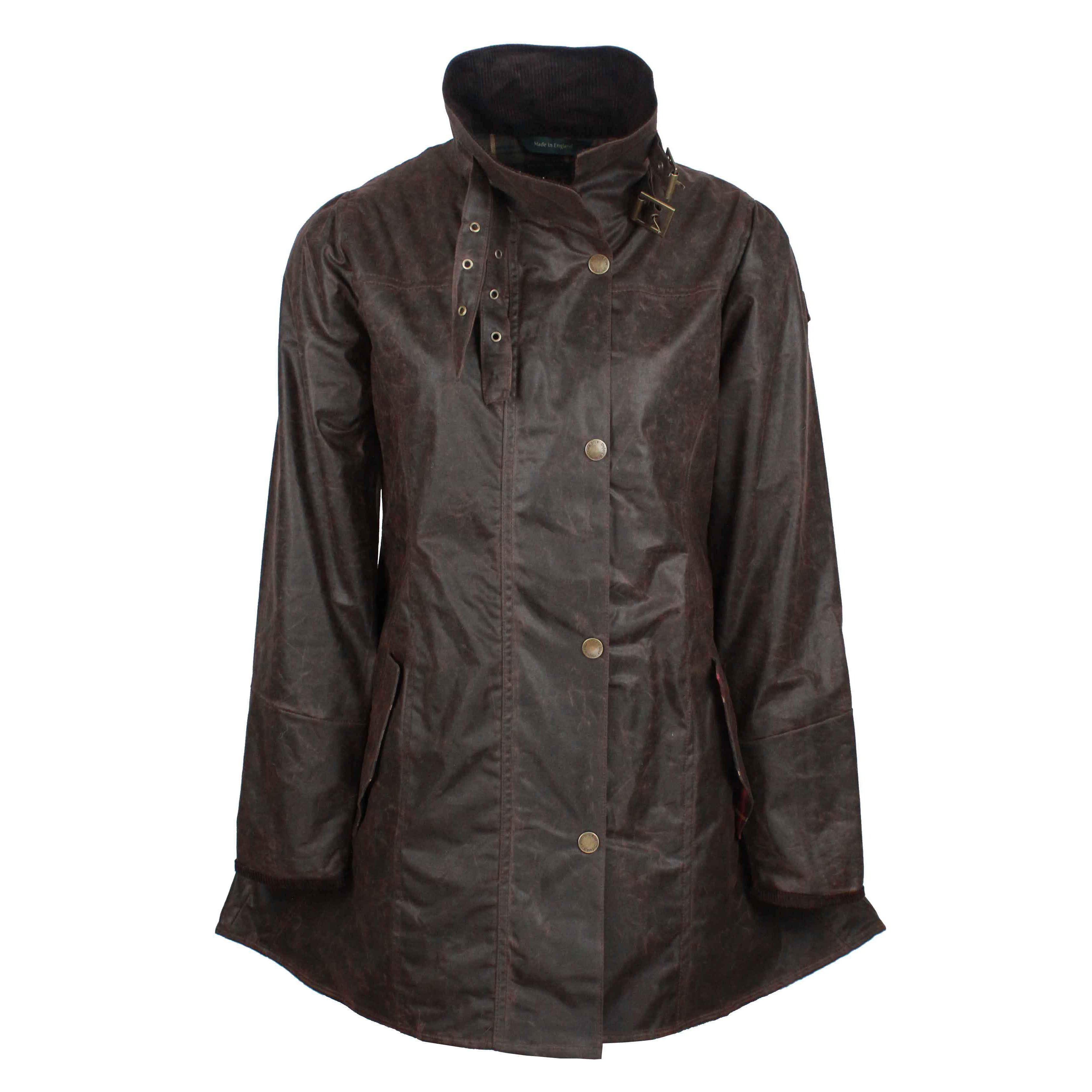 W47 - Women's Katrina Waxed Jacket - BROWN - Oxford Blue