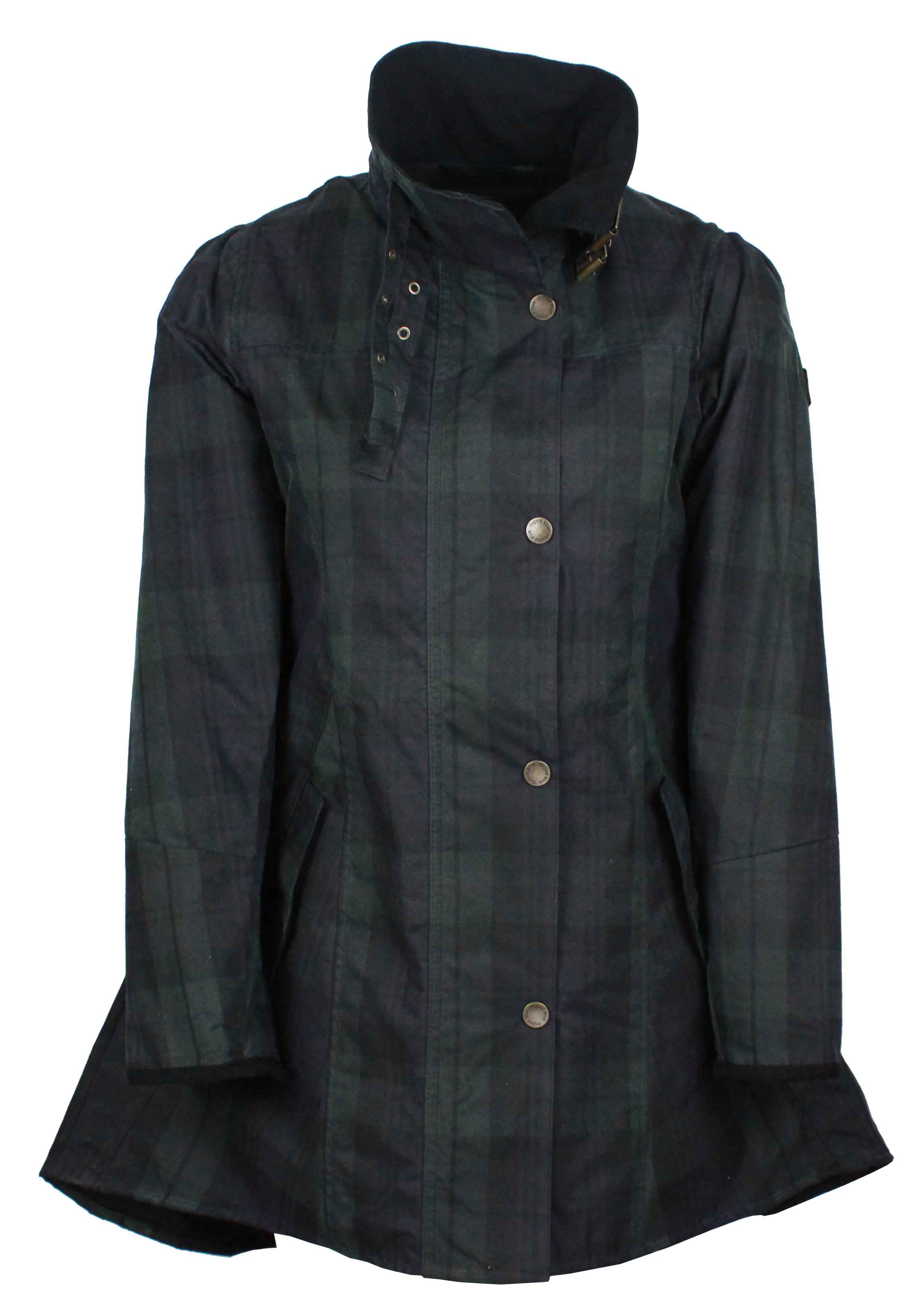 W49 Women's Katrina Tartan Waxed Jacket BLACKWATCH
