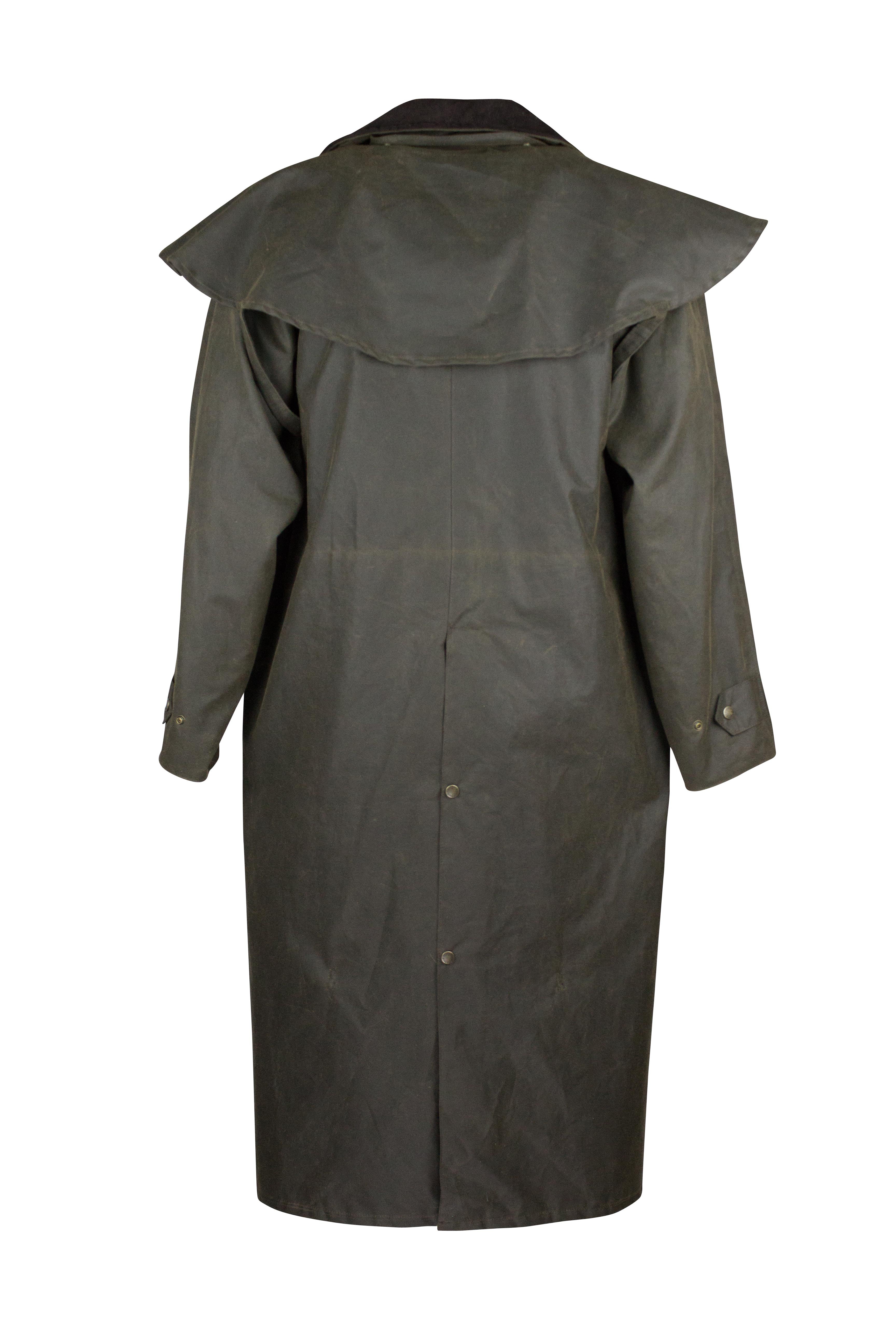 W70 - Deluxe Wax Outback Cape - DARK OLIVE - Oxford Blue