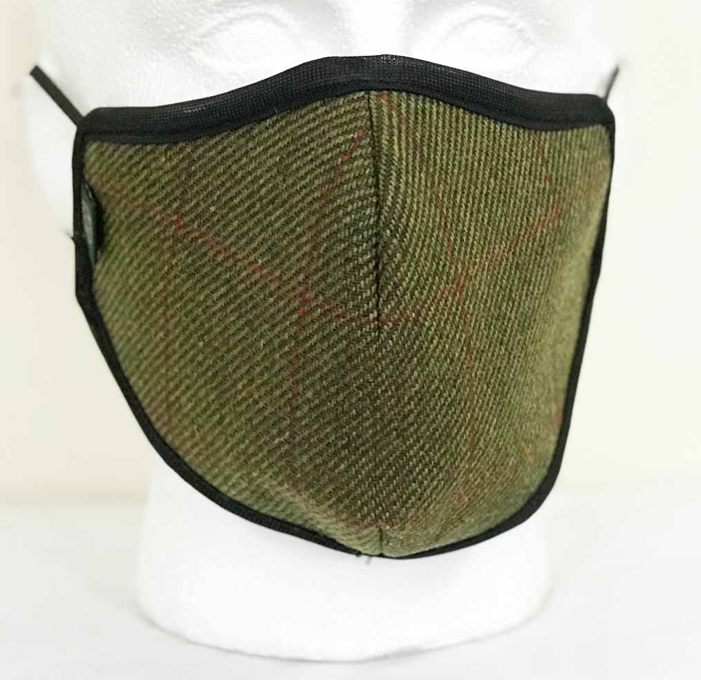 FM01 - Mix Wool Tweed Face Mask - DARK GREEN (5907/51) - Oxford Blue
