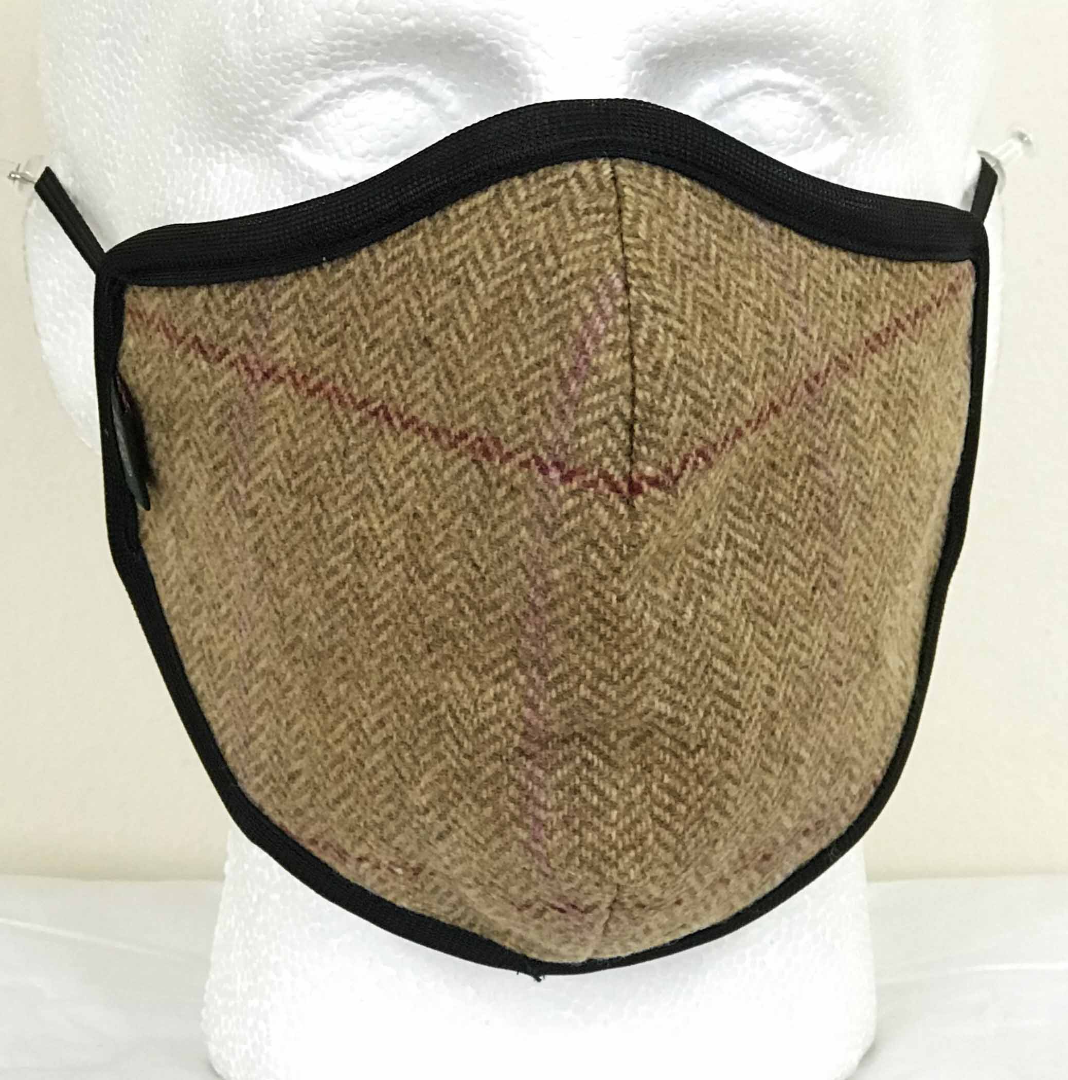 FM04 - Wool Face Mask - BISCUIT - Oxford Blue