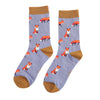 Women's Foxes Socks - Powder Blue - Oxford Blue