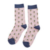 Women's Honey Bee Socks - Dusky Pink - Oxford Blue