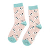 Women's Little Dalmations Socks - Dusky Pink - Oxford Blue
