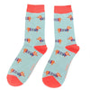 Women's Parisian Pup Socks - Faded Denim - Oxford Blue