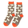 Women's Spaniels Socks - Grey - Oxford Blue