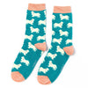 Women's Spaniels Socks - Teal - Oxford Blue