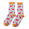 Women's Westie Pups Socks - Duck Egg - Oxford Blue