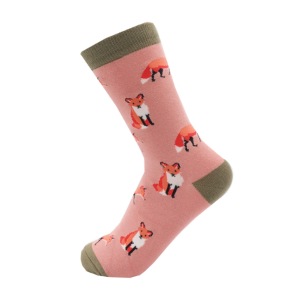 Women's Foxes Socks - Dusky Pink - Oxford Blue